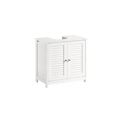 SoBuy Waschbeckenunterschrank mit 2 Türen Weiß 60x35x58cm Rustikal