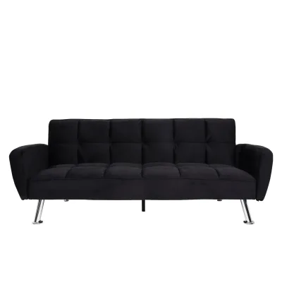 Sofa MCW-K19, Couch Schlafsofa Gästebett Bettsofa Klappsofa, Nosagfederung Schlaffunktion 203cm ~ Samt schwarz