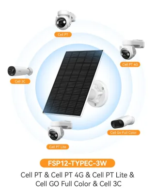Solarpanel für batteriebetriebene Kameras, 3W Typ-C-Anschluss für Cell 3C/PT/PT 4G/PT Lite/Go Full Color/3C All-in-One/PT 2C/AOV PT/