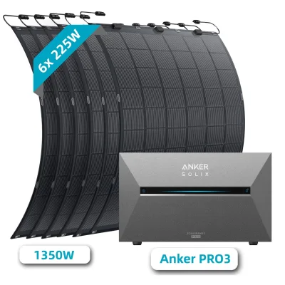 SolarMars® 1350W Balkonkraftwerk Flexible Solar Solarmodul Panel mit Speicher, Anker SOLIX Solarbank 3 E2700 Pro, 2,68kWh