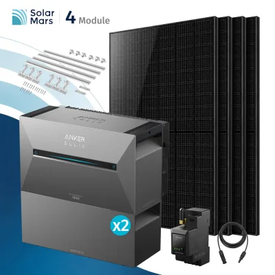 SolarMars® 2000W Balkonkraftwerk mit Speicher, Anker SOLIX Solarbank 3 E2700 Pro + 2x BP2700 - Mit Ziegeldachhalterung
