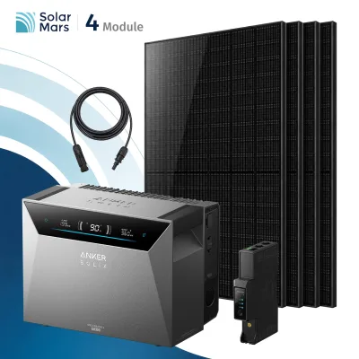 SolarMars® 2000W Balkonkraftwerk mit Speicher, Anker SOLIX Solarbank 4 E5000 Pro,5kWh - Ohne Halterung
