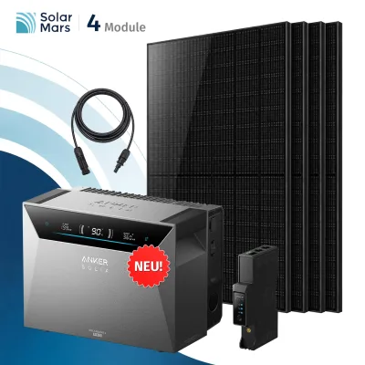 SolarMars® 2000W Balkonkraftwerk mit Speicher, Anker SOLIX Solarbank 4 E5000 Pro,5kWh - Ohne Halterung
