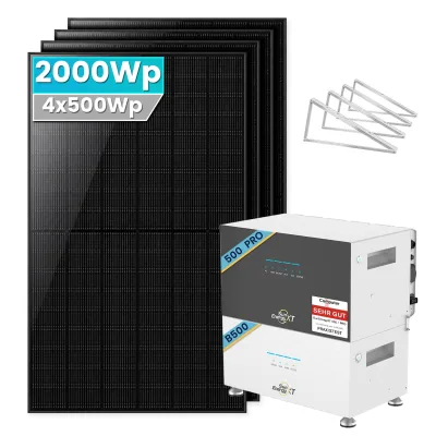 SolarMars 2000W Balkonkraftwerk mit Speicher ,SunEnergyXT 500 PRO 5kWh + 1xB500 Erweiterungsakku - Mit Flachdachhalterung
