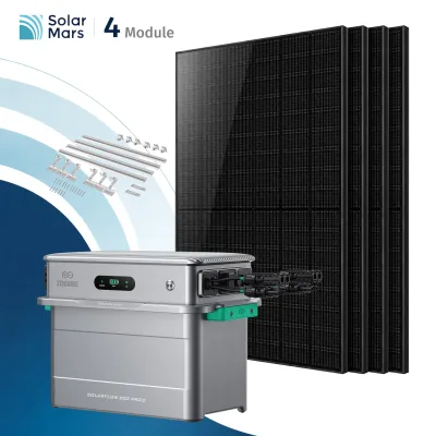 SolarMars® 2000W Balkonkraftwerk mit Speicher,Zendure SolarFlow 800 PRO2, 1,92kWh,4 MPPT - Mit Ziegeldachhalterung