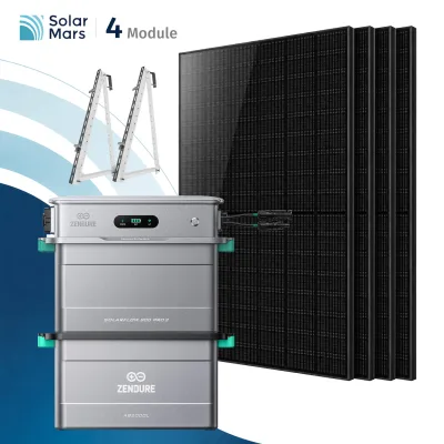 SolarMars® 2000W Balkonkraftwerk mit Speicher,Zendure SolarFlow 800 PRO2 +AB2000L- Mit Balkon halterung