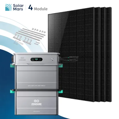 SolarMars® 2000W Balkonkraftwerk mit Speicher,Zendure SolarFlow 800 PRO2 +AB2000L - Mit Ziegeldachhalterung