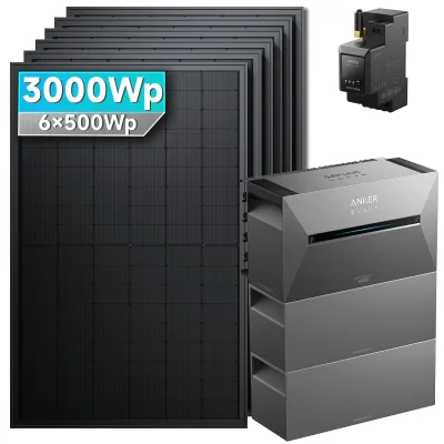 SolarMars® 3000W Balkonkraftwerk mit Speicher, Anker SOLIX Solarbank 3 E2700 Pro + 2x BP2700 - Ohne Halterung