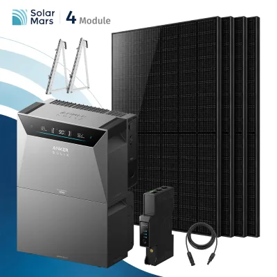 SolarMars® 3000W Balkonkraftwerk mit Speicher,Anker SOLIX Solarbank 4 E5000 Pro + 1xBP5000 Erweiterungsakku, 6x500W Solarmodule - Mit Balkonhalterung