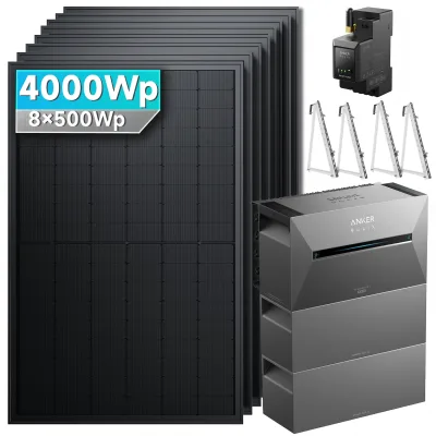 SolarMars® 4000W Balkonkraftwerk mit Speicher, Anker SOLIX Solarbank 3 E2700 Pro + 2x BP2700 - Mit Balkonhalterung