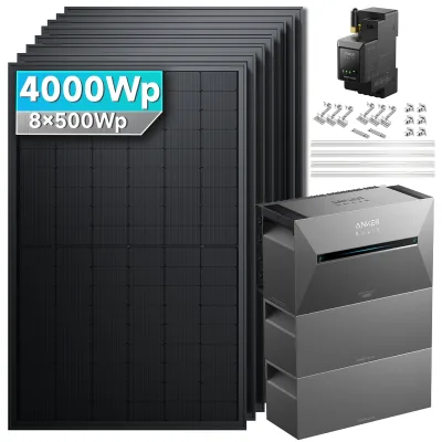 SolarMars® 4000W Balkonkraftwerk mit Speicher, Anker SOLIX Solarbank 3 E2700 Pro + 2x BP2700 - Mit Ziegeldachhalterung