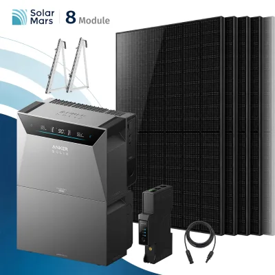 SolarMars® 4000W Balkonkraftwerk mit Speicher,Anker SOLIX Solarbank 4 E5000 Pro + 1xBP5000 Erweiterungsakku, 8x500W Solarmodule - Mit Balkonhalterung