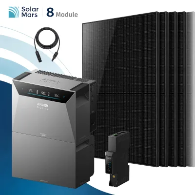 SolarMars® 4000W Balkonkraftwerk mit Speicher,Anker SOLIX Solarbank 4 E5000 Pro + 1xBP5000 Erweiterungsakku, 8x500W Solarmodule - Ohne Halterung