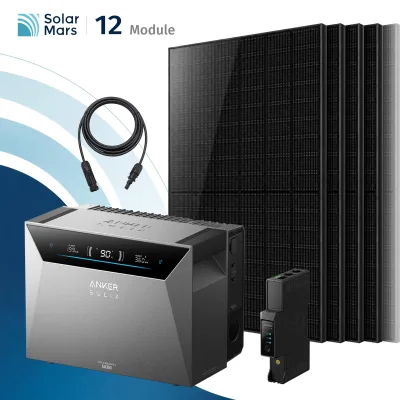 SolarMars® 6000W Balkonkraftwerk mit Speicher, Anker SOLIX Solarbank 4 E5000 Pro,5kWh - Ohne Halterung