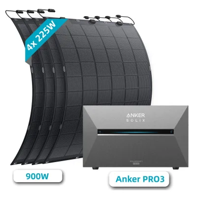 SolarMars® 900W Balkonkraftwerk Topcon Flexible Solar Panel mit Speicher, Anker SOLIX Solarbank 3 E2700 Pro, 2,68kWh