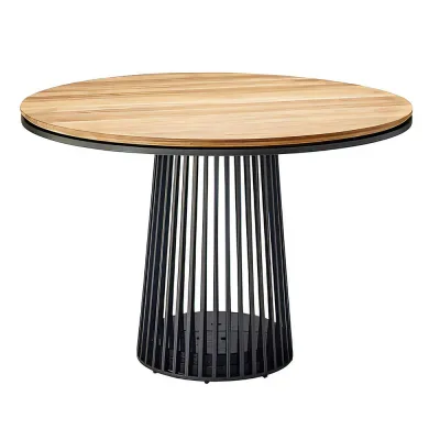 Solpuri GRID Dining Tisch Ø 110 cm - Alu anthracite / Teak new