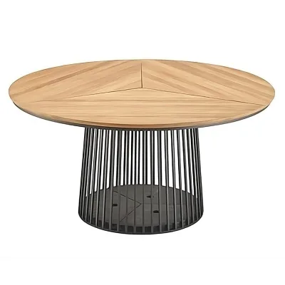 Solpuri GRID Dining Tisch Ø 150 cm - Alu anthracite / Teak new