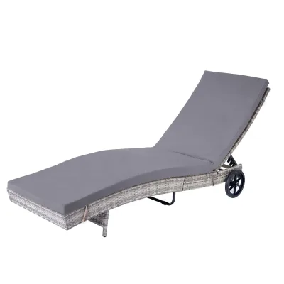 Sonnenliege MCW-D80, Gartenliege Relaxliege Liege, Poly-Rattan ~ grau, Kissen dunkelgrau