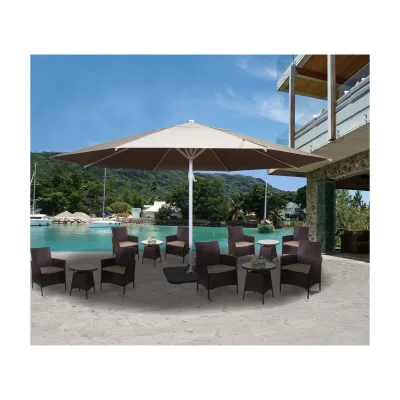 Sonnenschirm Carpi II, Gastronomie Marktschirm, Ø 5m Polyester/Alu Mast weiß 28kg ~ creme-beige mit Ständer