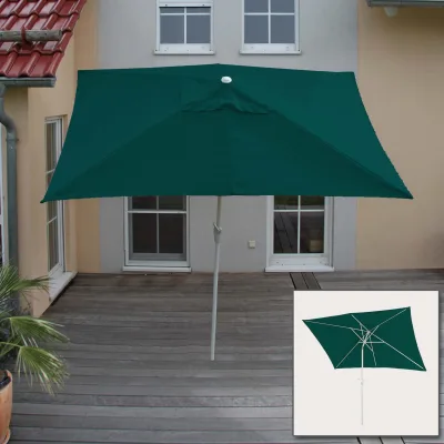 Sonnenschirm Castellammare, Gartenschirm, 2x3m rechteckig neigbar, Polyester/Alu 4,5kg UV-Schutz 50+ ~ grün