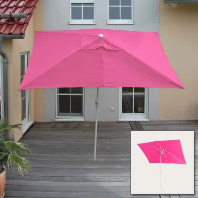 Sonnenschirm Castellammare, Gartenschirm, 2x3m rechteckig neigbar, Polyester/Alu 4,5kg UV-Schutz 50+ ~ pink