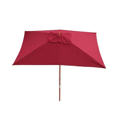 Sonnenschirm Lissabon, Gartenschirm Marktschirm, 3x4m Polyester/Holz 6kg ~ bordeaux