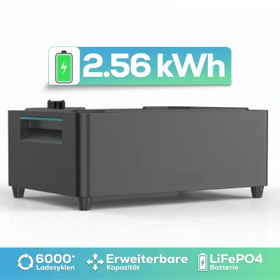 Speicher MARSTEK Jupiter C + Plus Erweiterungsakku Solarspeicher 2,56 kWh LiFePO4 Solarakku für PV Systeme Balkonkraftwerk, IP65, 6000 Zyklen, WIFI und Bluetooth, Solar-Batterie