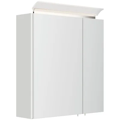Spiegelschrank 60cm inkl. Design LED-Lampe und Glasböden weiss hochglanz