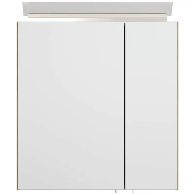 Spiegelschrank 60cm inkl. Design LED-Lampe und Glasböden weiss hochglanz