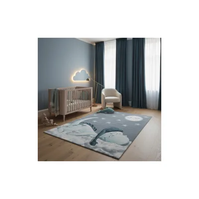 Spielteppich COGNE in Blau, mit Dino-Motiv, 200 x 290 cm