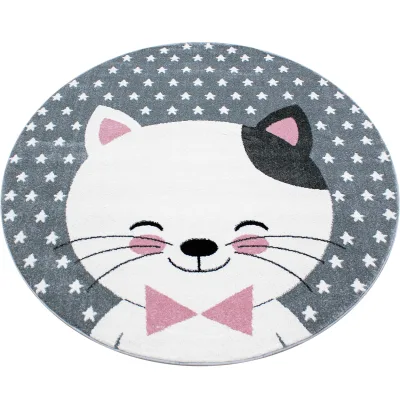 Spielteppich TASNA in Rosa, mit Katzen-Motiv, Ø 120 cm