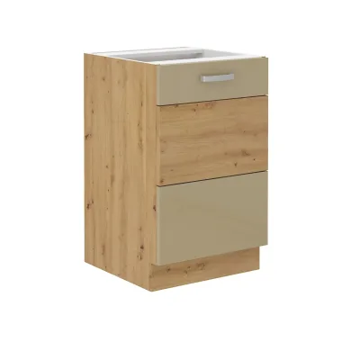 Spülenschrank 50 cm Eiche Artisan Cappuccino Glanz Küchenzeile Küchenblock Küche
