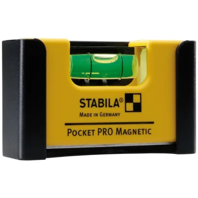 Stabila Wasserwaage Pocket PRO Magnetic, 7 cm, Seltenerd-Magnet, Gürtel-Clip