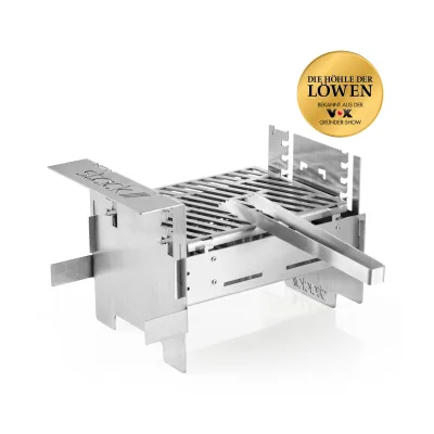 stack Grill 3in1 36cm Edelstahl für Holzkohlebriketts