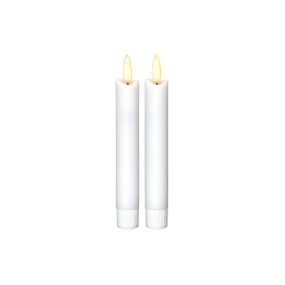 Star Trading LED Stabkerzen Echtwachs 2er Set – Flackernde LED Kerzen mit Timer 6/18h, warmweiß, 15x2 cm, Wohn Deko