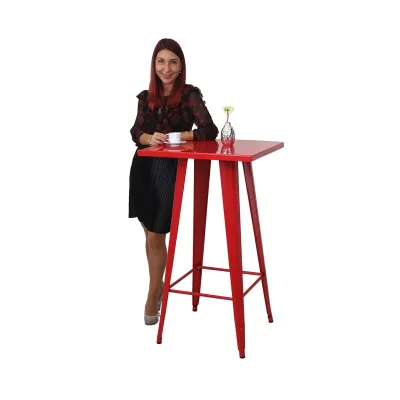 Stehtisch MCW-A73, Bistrotisch Bartisch, Metall Industriedesign 105x60x60cm ~ rot