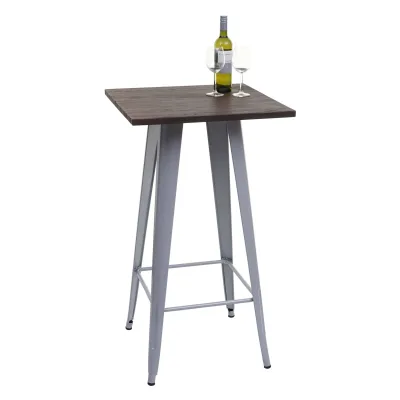 Stehtisch MCW-A73 inkl. Holz-Tischplatte, Bistrotisch Bartisch, Metall Industriedesign MVG 107x60x60cm ~ grau