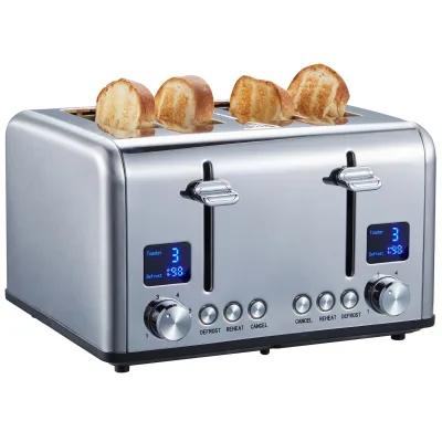 Steinborg 4 Scheiben Edelstahl Toaster mit Brötchenaufsatz 1630W