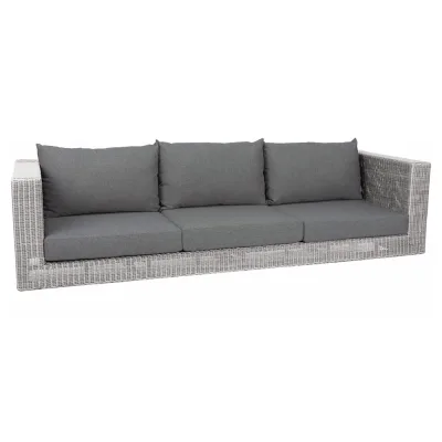 Stern Fontana Korpus 3-Sitzer Sofa Geflecht Vintage weiß inkl. Sitz- und Rückenkissen seidengrau 100% Polyacryl mit Reißverschluss