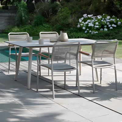 Stern Gartenmöbel-Set 5-teilig mit Interno Tisch greige mit 4 Joris Stühlen