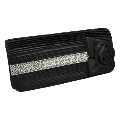 Steuer Modeschmuck Abendtasche Satin-Optik mit Blüte und Strassbesatz