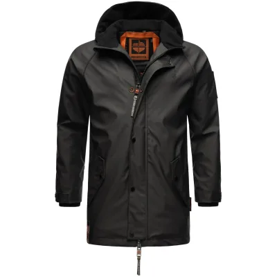 STONE HARBOUR Herren Regenjacke Gummierter Regenparka mit Fleece-Innenfutter Rihaa