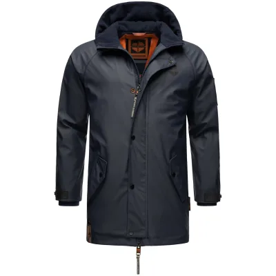 STONE HARBOUR Herren Regenjacke Gummierter Regenparka mit Fleece-Innenfutter Rihaa