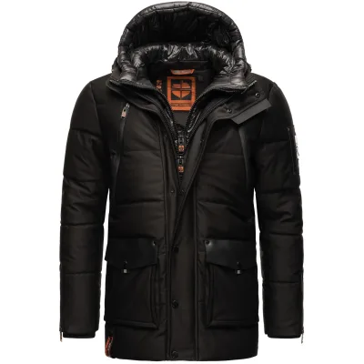 STONE HARBOUR Herren Winterjacke Warm Gefütterter Wintermantel mit Doppelter Kapuze Mitjaa