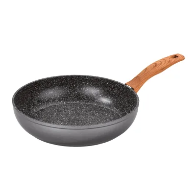 Stoneline Back to Nature Schmorpfanne 24 cm, Made in Germany, hoher Rand, hohe Pfanne für öl- und fettfreies Braten, antihaft beschichtet mit echten Steinpartikeln, Induktion