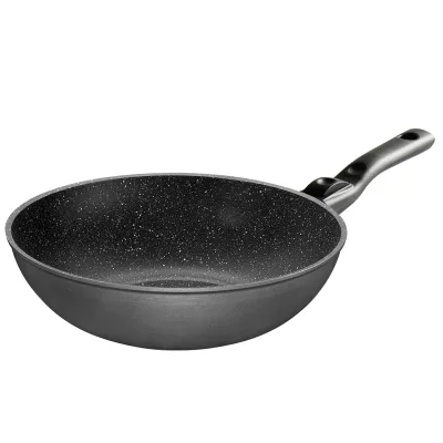 Stoneline Flex Made in Germany Wok 30 cm, mit abnehmbarem Griff, auch für öl- und fettfreies Braten, Wok Pfanne beschichtet mit echten Steinpartikeln, Wok Induktion