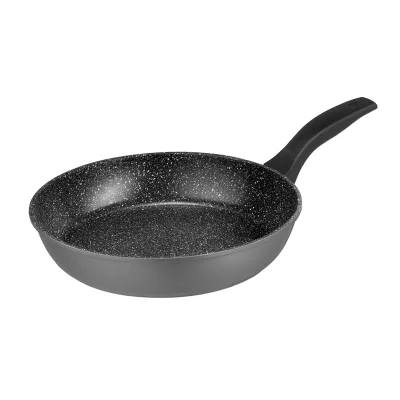 Stoneline Made in Germany Schmorpfanne 24 cm, hoher Rand, Induktion, hohe Pfanne für öl- und fettfreies Braten, antihaft beschichtet mit echten Steinpartikeln, schwarzer Griff