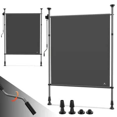 Strattore Ausziehbare Klemmmarkise / Senkrechtmarkise höhenverstellbar 100 x 310 cm - Anthrazit