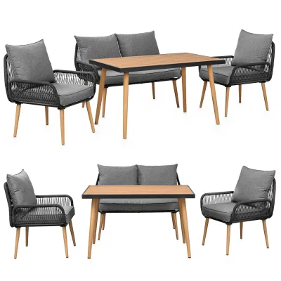 Swing&Harmonie Gartenmöbel Lounge-Set „Sienna“ für 4 Personen - anthrazit/holz