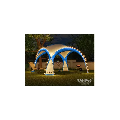 Swing&Harmonie LED Event Pavillon 3,6 x 3,6m DomeShelter Garten Pavillion inkl. Solarmodul Pavilion Designer Gartenzelt Camping Pavilon Partyzelt mit Beleuchtung - versch. Ausführungen